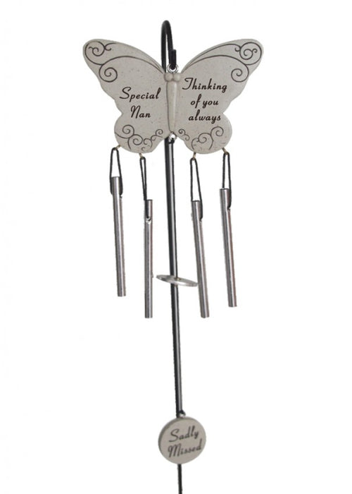 Memorial Butterfly Windchime  & Hanging Crook Stick  - Special Nan