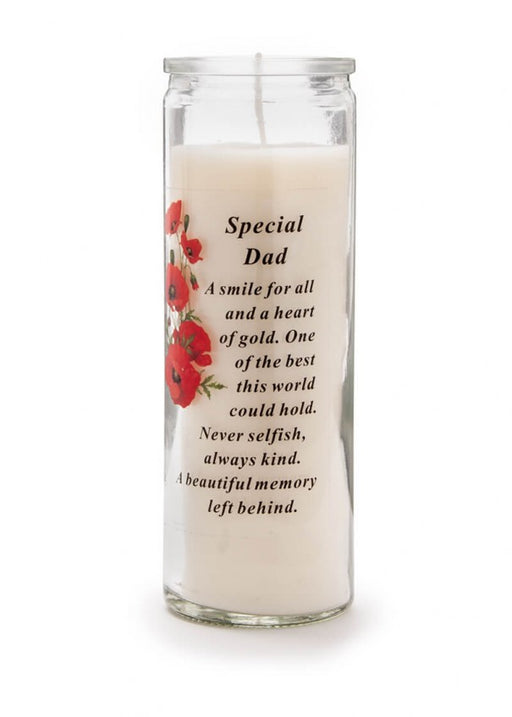 Glass Vase Memorial Candle - Length 18cm - Special Dad