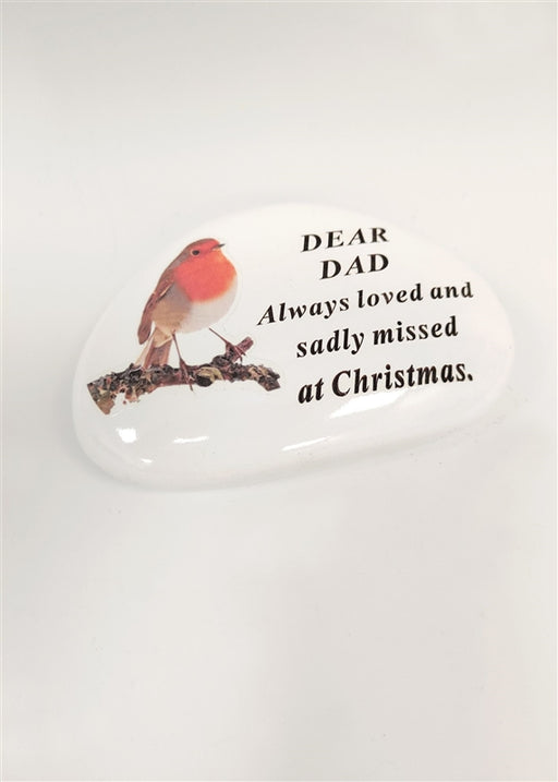 Christmas Robin Pebble - Dear Dad