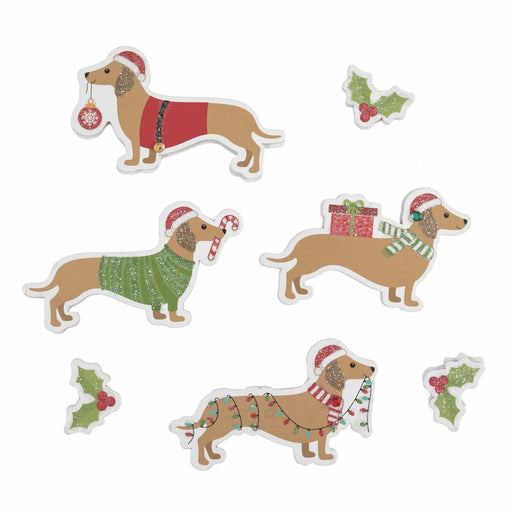 Festive Animal Friends Sticker x 7 - Dachshund Dog