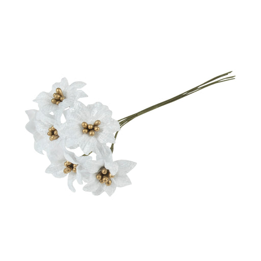 6 Stem Miniature White Poinsettia