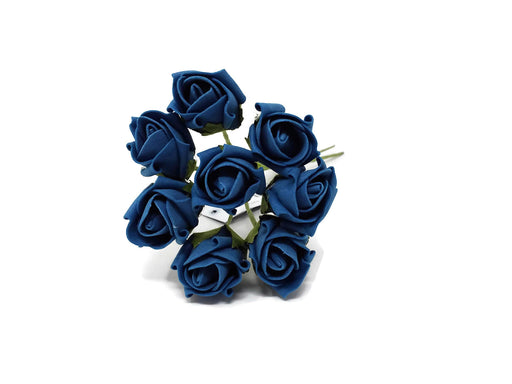 8 Head Foam Rose Bud Bunch - Teal