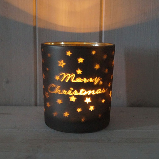 Glass Tealight with MERRY CHRISTMAS