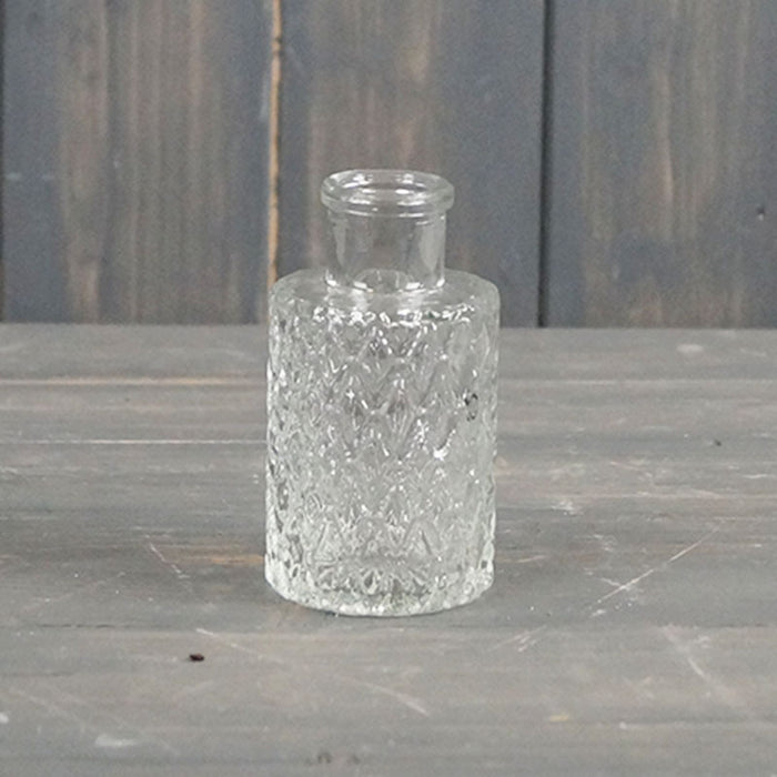 Clear Mini Geometric Glass Bottle x 9cm