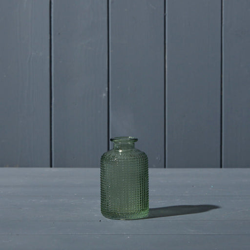 10cm Dimpled Glass Bottle - Vintage Green