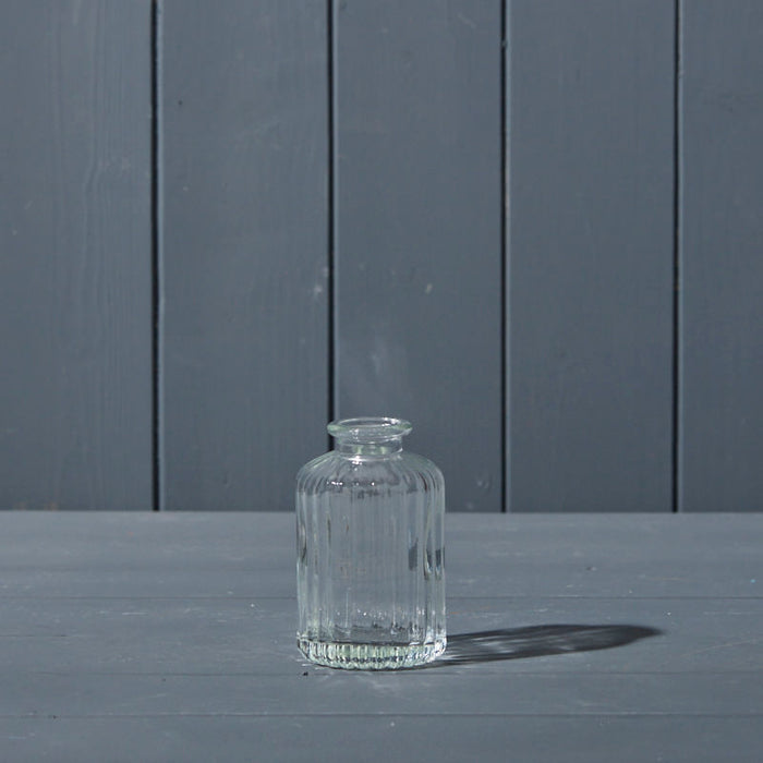 Clear Ribbed Glass Bottle