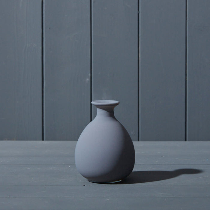 Grey Matt Glass Bud Vase -12cm