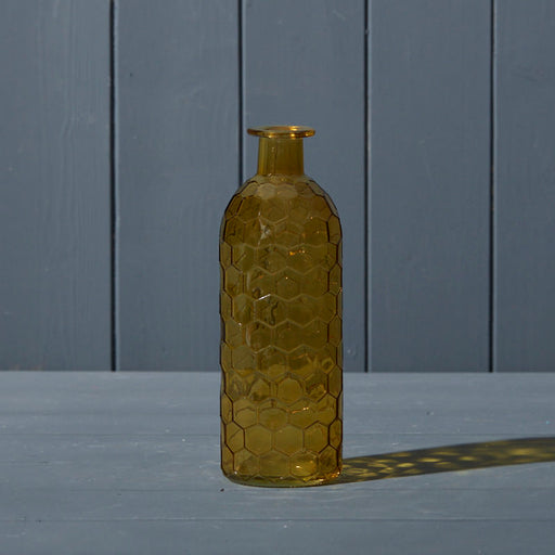 Yellow Honeycomb Glass Bottle