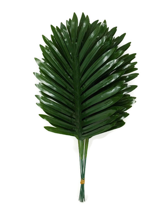 Green Palm Leaves - 12 Wired Stems x 38cm