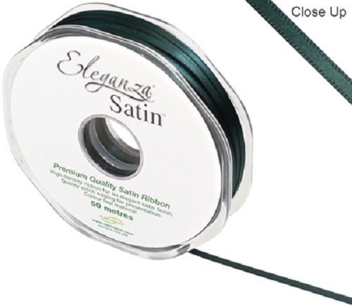 3mm x 50m Double Faced Satin Ribbon - Green