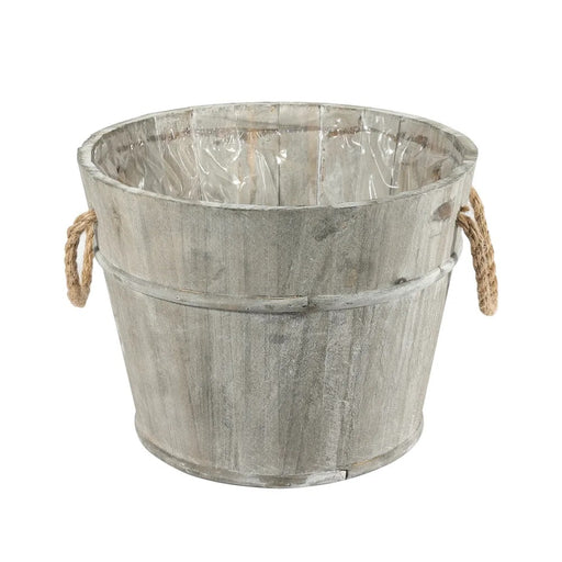 Grey wash Barrel with Rope Handles - 25.3cm