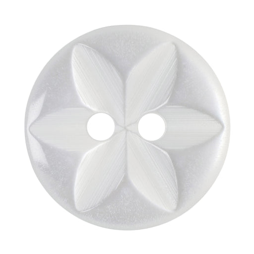 16mm-Pack of 6, White Round Flower Buttons