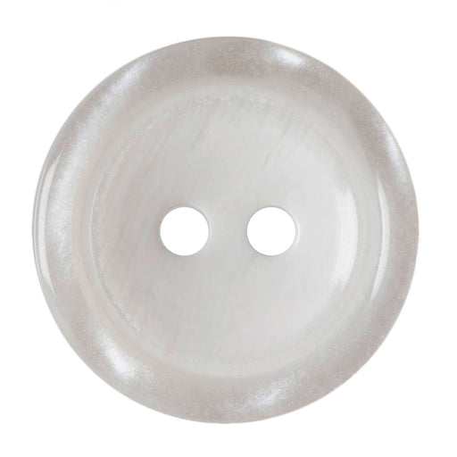 18mm-Pack of 2, White Round with 2 Holes Slight Raised Edge Buttons