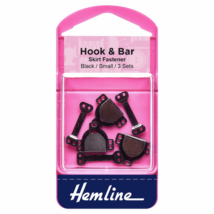 Hook & Bar Fastener - Small - Pack of 3 - Black