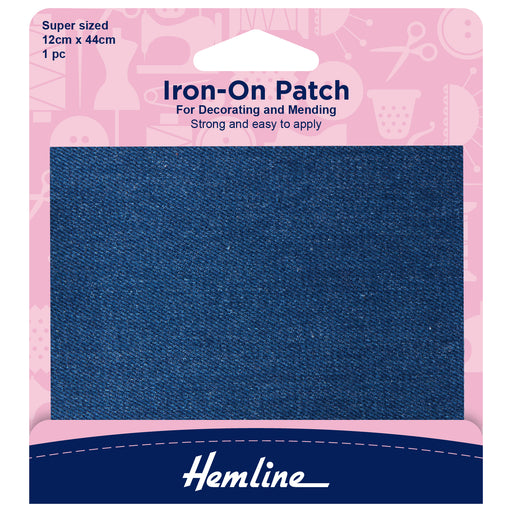 Iron-on Repair Fabric Mid Denim - 12 x 44cm