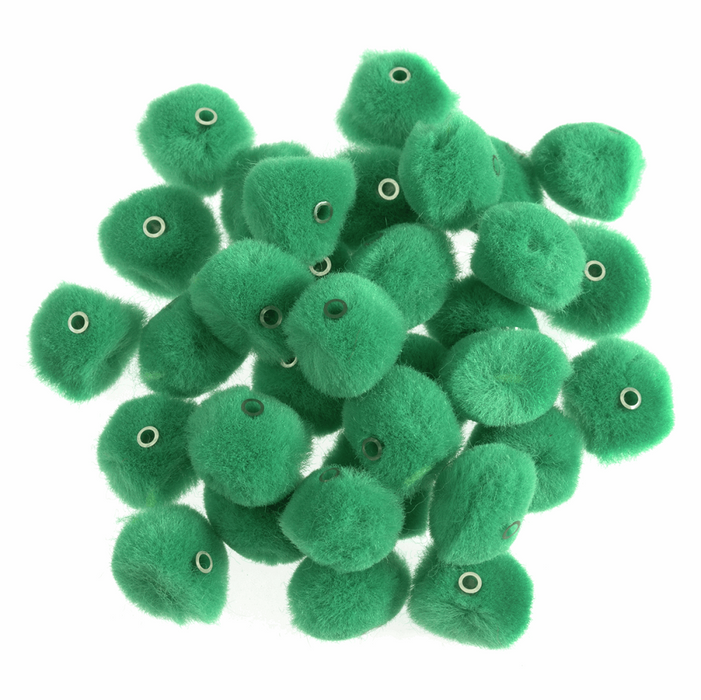Pom Poms with Hole 12mm x  50 - Green