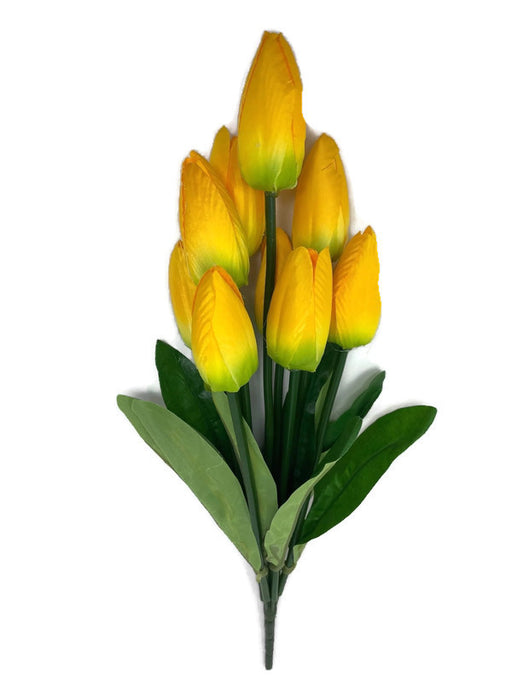 9 Head Tulip Bush x 38cm - Yellow