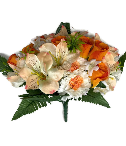 24 Stem Rose Carnation & Alstroemeria Flower Bush x 36cm - Orange