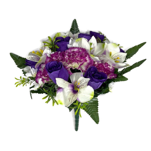 24 Stem Rose Carnation & Alstroemeria Flower Bush x 36cm - Purple