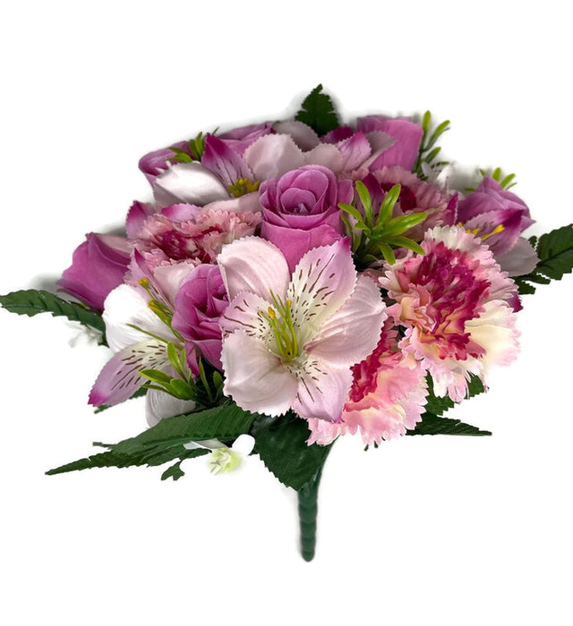 24 Stem Rose Carnation & Alstroemeria Flower Bush x 36cm - Mauve