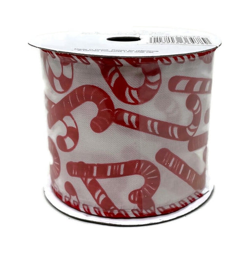 Wired Edge Candy Cane Ribbon - 63mm x 2.7m
