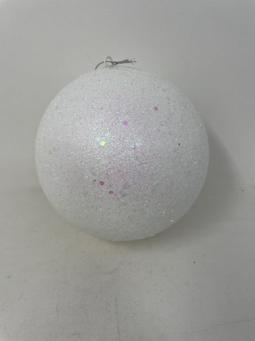 15cm Glitter Bauble - White