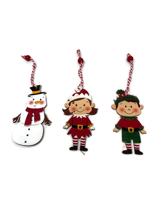 3 Wooden Hanging Christmas Characters