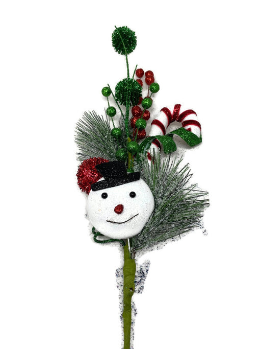 Snowman & Candy Cane Artificial Pine Pick x 50cm