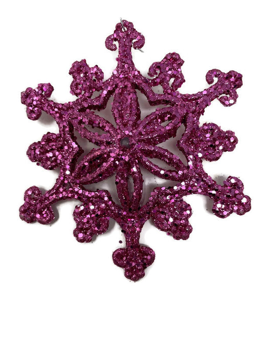 12cm Ornate Snowflake Bauble - Pink