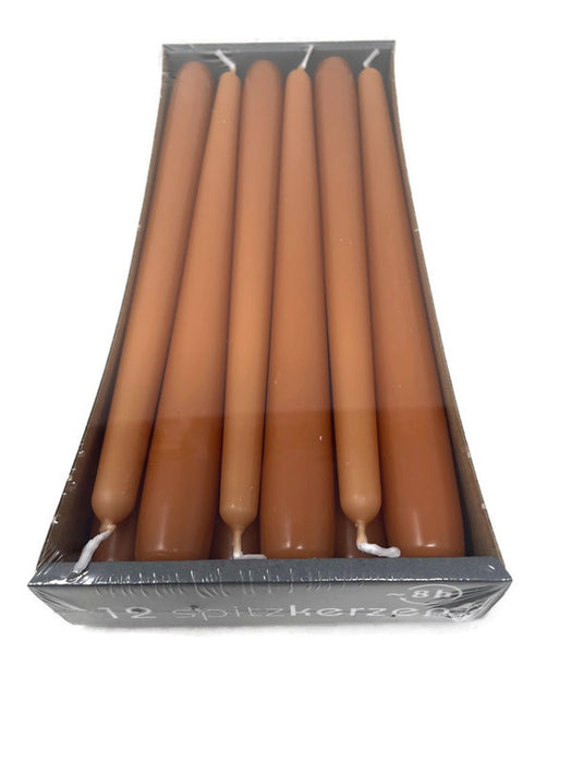 250mm x 23mm Tapered Candles x 12 - Light Coffee