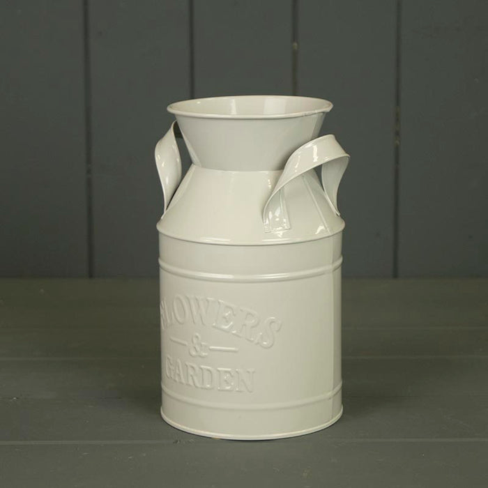 Grey Flowers Garden Milk Churn