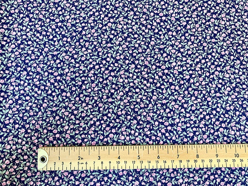 1 Metre 100 % Cotton Poplin Navy & Pink Small Floral Width: 110cm (45 inches)