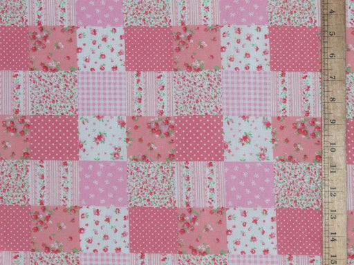 1 Metre Pink Patch Work Polycotton Fabric x 110cm / 43"