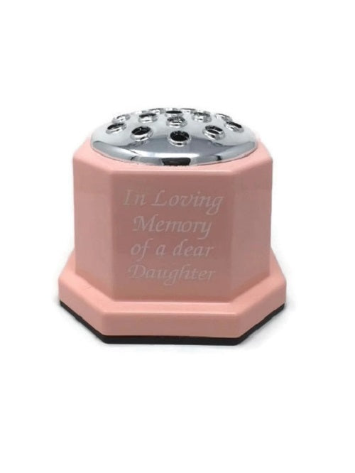 Baby Pink Square Based Memorial Pot - Daughter