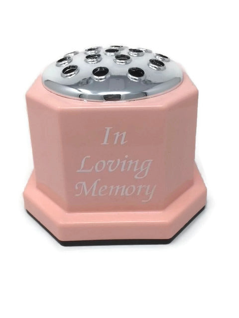Baby Pink Square Based Memorial Pot - In Loving Memory