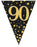 Party Bunting Sparkling Fizz Black & Gold Holographic - 11 flags - 3.9m - 90th