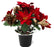 Poinsettia, Berry & Pine Cone Cemetery Pot - Red & Gold