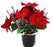 Poinsettia, Berry & Pine Cone Cemetery Pot - Red & Silver