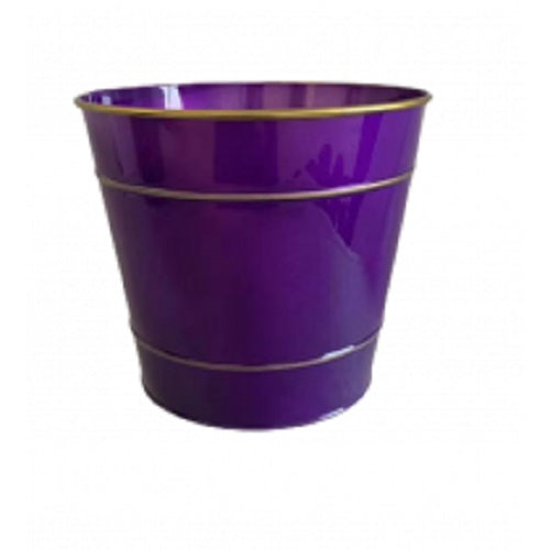 Purple Metal Pot With Gold Bands -13cm