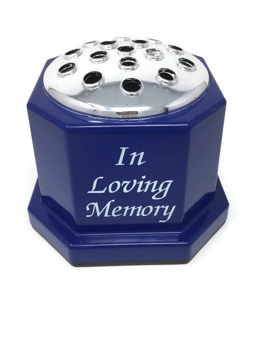 Royal Blue In Loving Memory Square Based Memorial Pot