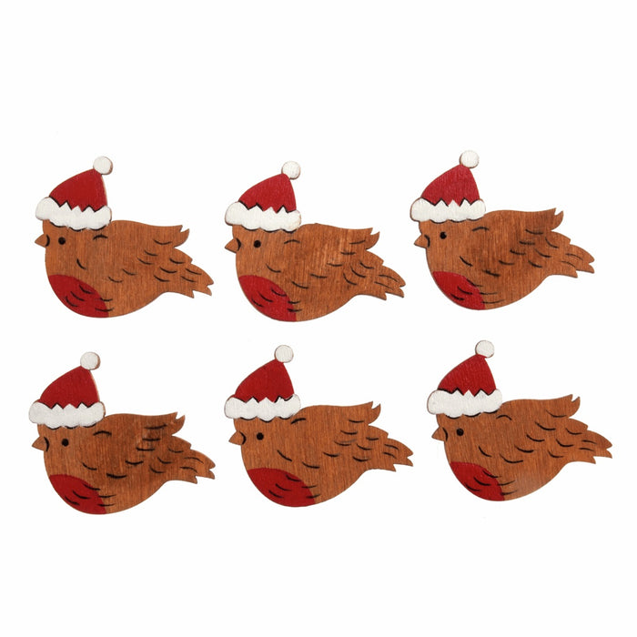 Craft Embellishment - Wooden Robin - Pack of 10