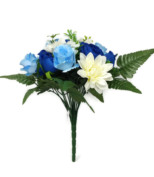 Rose Dahlia & Ranunculus Bush - Blue & Cream
