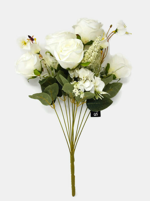 Rose & Blossom Flower Bush x 50cm - White