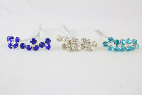 Large 8mm Diamante Sprays on Wire, choice of Clear, Turquoise or Royal Blue