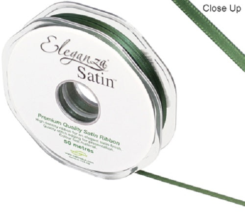 3mm x 50m Double Faced Satin Ribbon - Sage Green