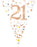 Party Bunting x 3.9m - Holographic Dot - 11 flags - White & Rose Gold - 21st