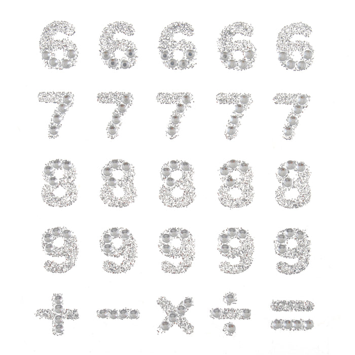 Stick-On Diamante Number Pack -  Pack of 55 Numbers