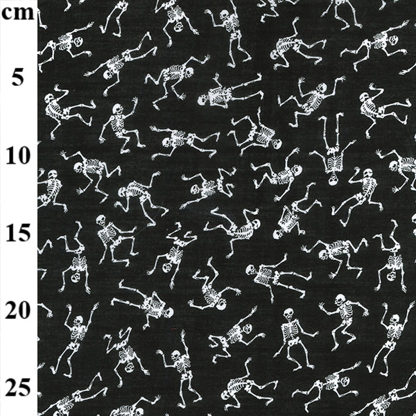 Skeleton Bodies Black and White Polycotton Fabric  - 1 Metre -10cm/43"  Width