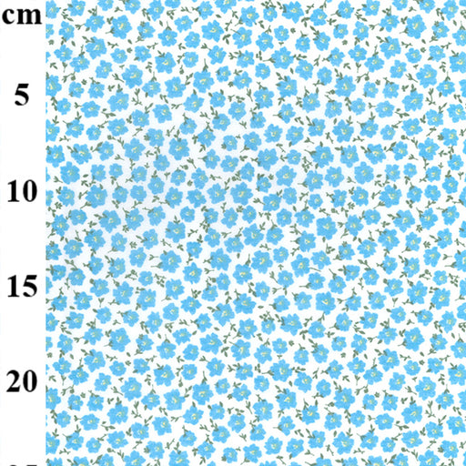 110cm/43" Polycotton Fabric - Blue Forget Me Not Flowers
