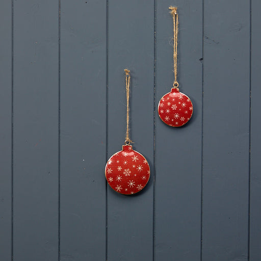 Single Hanging Red Patterned Bauble (9cm) - Just One